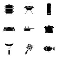 kitchenware icon set outline style for your design vector