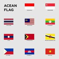 flags of countries in southeast asia set for your design vector