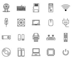 electronic parts icon set vector