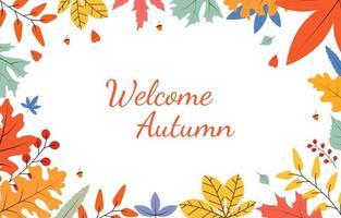 Welcome autumn, nature and botanical vector background