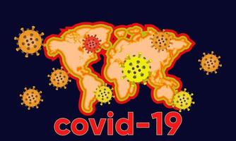 Illustration of corona virus spread on world map hotspots background. vector