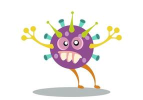 lindo personaje de bacterias corriendo. vector