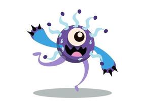 Illustration of cute bacteria character running. Cartoon microbes. vector