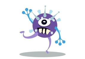 lindo personaje de bacterias corriendo. vector