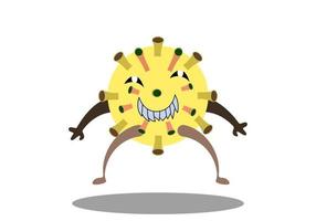 yellow cute bacteria character running. vector