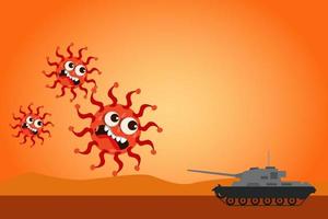 Army tank fighting with virus concept. flat illustration. vector