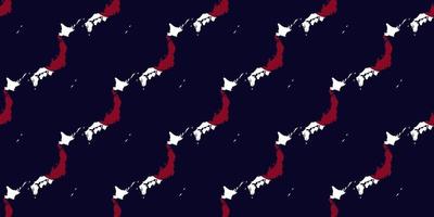 Seamless pattern of Map of japan with flag on dark blue background. vector
