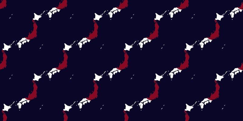 Seamless pattern of Map of japan with flag on dark blue background.