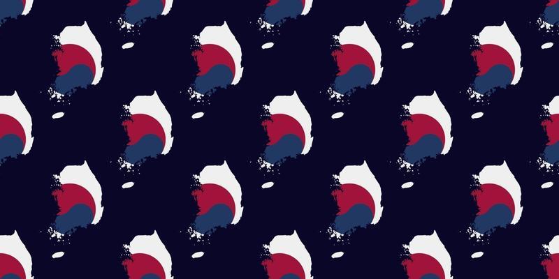 Seamless pattern of Map of South Korea with flag
