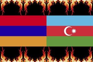 Armenia versus Azerbaijan conflict in flag background. vector