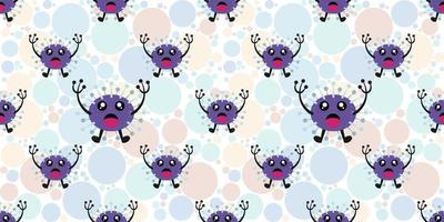 Seamless pattern of cartoon germs isolated on circle fill background. vector