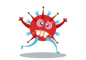 Cartoon microbes character running. Vector illustration EPS10.