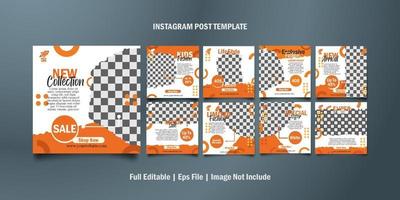 post template design with orange color theme set vector