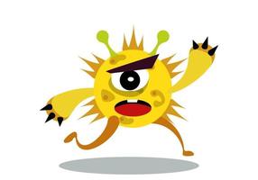 Cartoon microbes character running. Vector illustration EPS10.