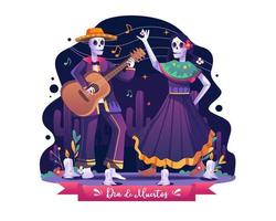 The Couple of skulls celebrates Dia De Los Muertos vector illustration