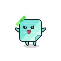 naughty blue sticky notes character in mocking pose vector