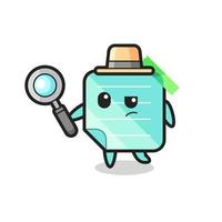 blue sticky notes detective character is analyzing a case vector
