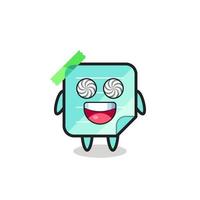 cute blue sticky notes character with hypnotized eyes vector