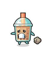 illustration of the bubble tea running in fear vector