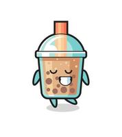 bubble tea cartoon illustration with a shy expression vector