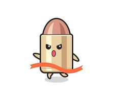 cute bullet illustration is reaching the finish vector