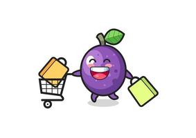 black Friday illustration with cute passion fruit mascot vector