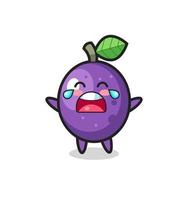 the illustration of crying passion fruit cute baby vector