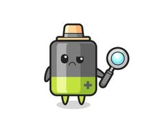 the mascot of cute battery as a detective vector