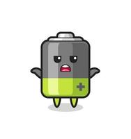 battery mascot character saying I do not know vector