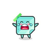the illustration of crying blue sticky notes cute baby vector