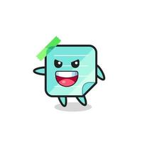 blue sticky notes cartoon with very excited pose vector