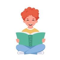 Boy reading book. Boy studying with a book. vector