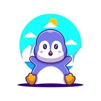 ilustración de dibujos animados lindo pingüino vector