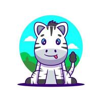 Cute Zebra Cartoon Illustration vector