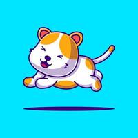 Ilustración de vector de dibujos animados lindo gato salto