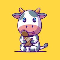 Cute Cow holding Chocolate Milk Cartoon Illustration. vector