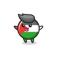 naughty palestine flag badge character in mocking pose vector