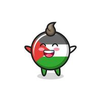 happy baby palestine flag badge cartoon character vector