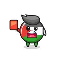 palestine flag badge cute mascot as referee giving a red card vector