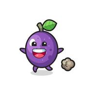 the happy passion fruit cartoon with running pose vector