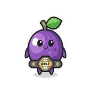 the MMA fighter passion fruit mascot with a belt vector