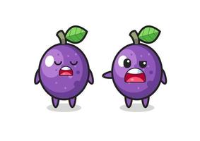 illustration of the argue between two cute passion fruit characters vector