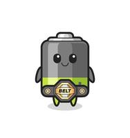 the MMA fighter battery mascot with a belt vector