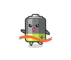 cute battery illustration is reaching the finish vector