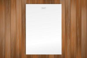 White paper sheet on wood texture background. Vector. vector