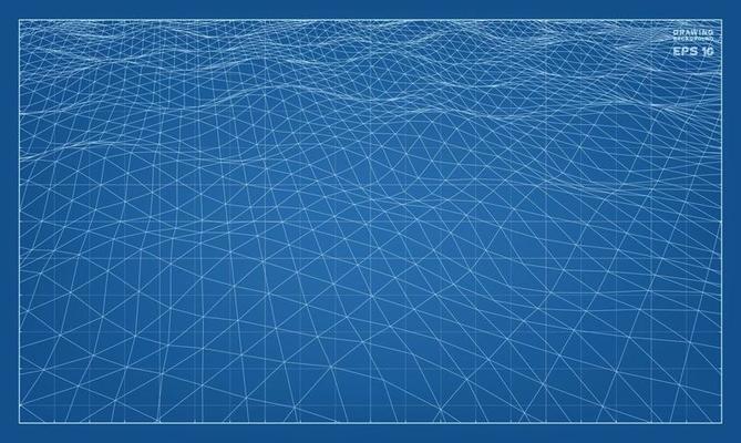 Abstract 3D wave wireframe of surrounding contour pattern. Vector.