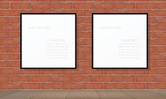 Blank photo frame or picture frame on red brick wall. Vector. vector