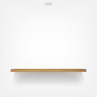 Empty wood shelf on white background with soft shadow. Vector. vector