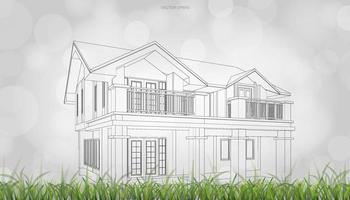 Conceptual image of 3D house perspective render. Vector.