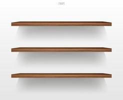 Empty wood shelf on white background with soft shadow. Vector. vector